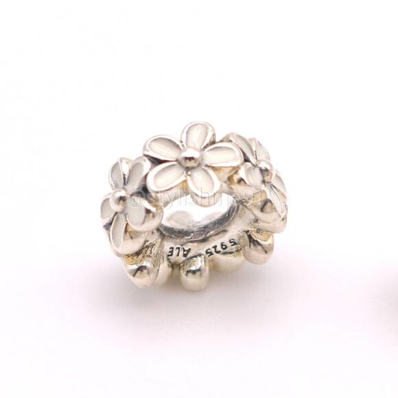 Authentic PANDORA Sterling Silver White Daisy Flower Spacer Charm - Picture 6 of 7